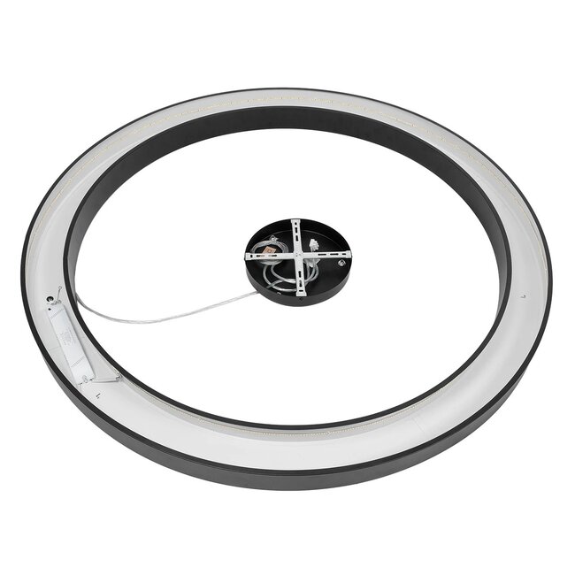 kelvo® RA KLV-101-0369 Κρεμαστό Φωτιστικό Οροφής LED 100W 10000lm 120° AC 220-240V IP20 Ρυθμιζόμενο Λευκό CCT με Χειριστήριο από 2700K έως 6000K Dimmable - Lumileds SMD Chip - Μαύρο Ματ - Μ120 x Π120 x Υ8cm - 3 Χρόνια Εγγύηση - 9