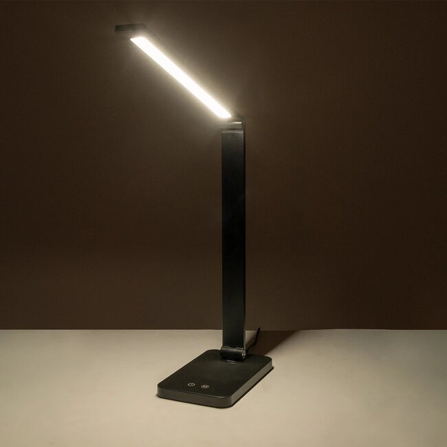 TEBLA 60481 Μοντέρνο Επιτραπέζιο Φωτιστικό Γραφείου LED 5W 500lm 120° AC 220-240V IP20 Ρυθμιζόμενο Λευκό CCT με Αφή 2700K/4500K/6000K Dimmable - Bridgelux SMD Chip - Μαύρο - Μ11 x Π31 x Υ52cm - 2 Χρόνια Εγγύηση - 12