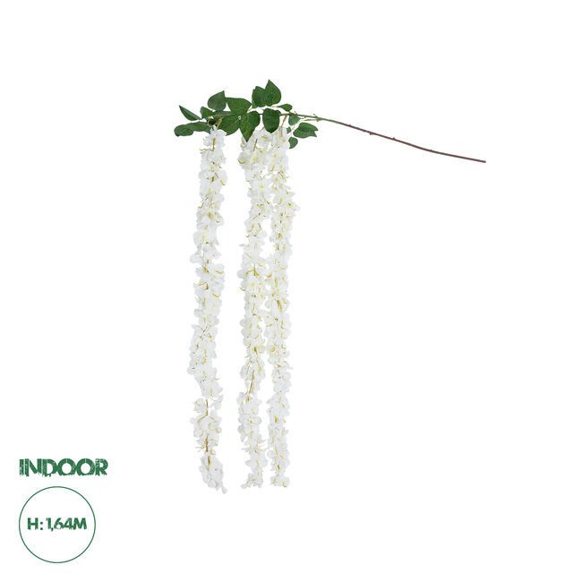 Artificial Garden WHITE WISTERIA FLOWER BRANCH 21516 Τεχνητό Διακοσμητικό κλαδί Βιστέρια Λευκό Φ45 x Υ120cm