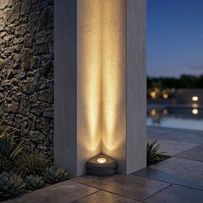 FLOODORA GLB-103-0029 Προβολέας Σποτ Wall Washer LED 3W 270lm 5° AC 220-240V Αδιάβροχο IP65 Θερμό Λευκό 2700K - Sanan SMD Chip - Γκρι Ανθρακί Ματ - Μ8 x Π5 x Υ8cm - 3 Χρόνια Εγγύηση - 6