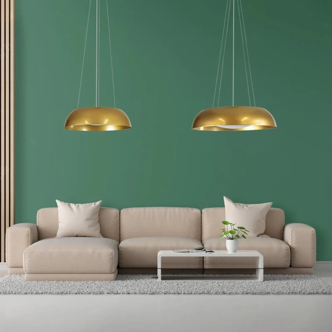  ANATOLIA 61270 Μοντέρνο Κρεμαστό Φωτιστικό Οροφής LED 75W 8625lm 120° AC 220-240V IP20 Ρυθμιζόμενο Λευκό CCT με Χειριστήριο από 2700K έως 6000K Dimmable - Lumileds SMD Chip - Χρυσό - Μ60 x Π60 x Υ12.5cm - 3 Χρόνια Εγγύηση - 12