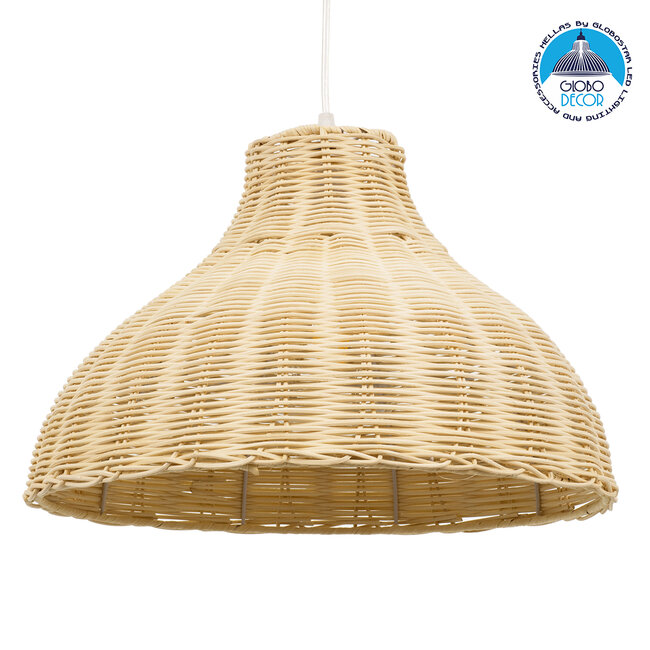 MAYOTTE 00724 Vintage Κρεμαστό Φωτιστικό Οροφής Μονόφωτο Μπεζ Ξύλινο Bamboo Φ40 x Y28cm - 1