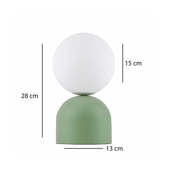 MAGIC 204-0130 Μοντέρνο Eπιτραπέζιο Φωτιστικό Μονόφωτο 1 x E27 IP20 Πράσινο Μέταλλο με Λευκό Γυαλί - Μ13 x Π13 x Υ28cm