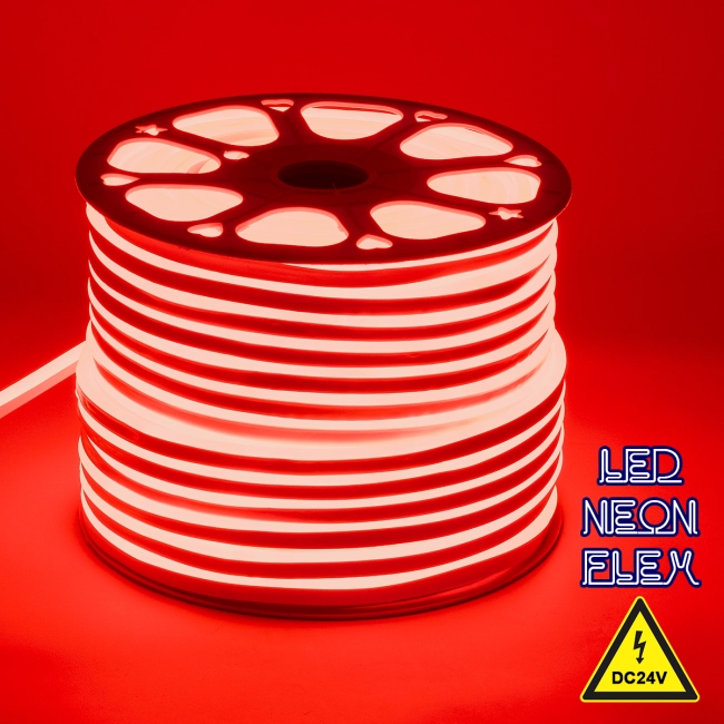 70563 OVALE 120° Degree Neon Flex Epistar LED SMD 2835 1m 12W/m 120LED/m 1212lm/m 120° DC 24V Αδιάβροχη IP68 Κόκκινο Dimmable - 2