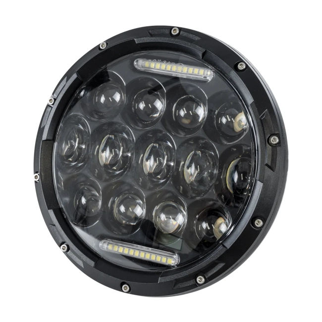 85417 Σετ 2 x Φανάρια JEEP WRANGLER 7 Ιντσών Βασικού Φωτισμού H/L με Ring Light DRL LED CREE CXB COB 75W 12000lm DC 10-30V Αδιάβροχα IP67 Ψυχρό Λευκό 6000K
