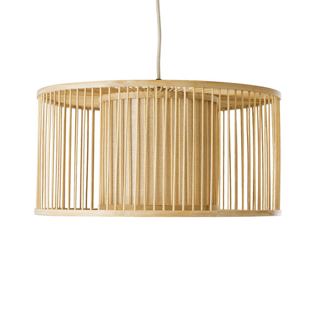 COCONUT 01935 Boho Κρεμαστό Φωτιστικό Οροφής Μονόφωτο 1 x E27 AC220-240V IP20 - Φ40 x Υ20cm - Μπεζ Ξύλινο Πλέγμα - 4