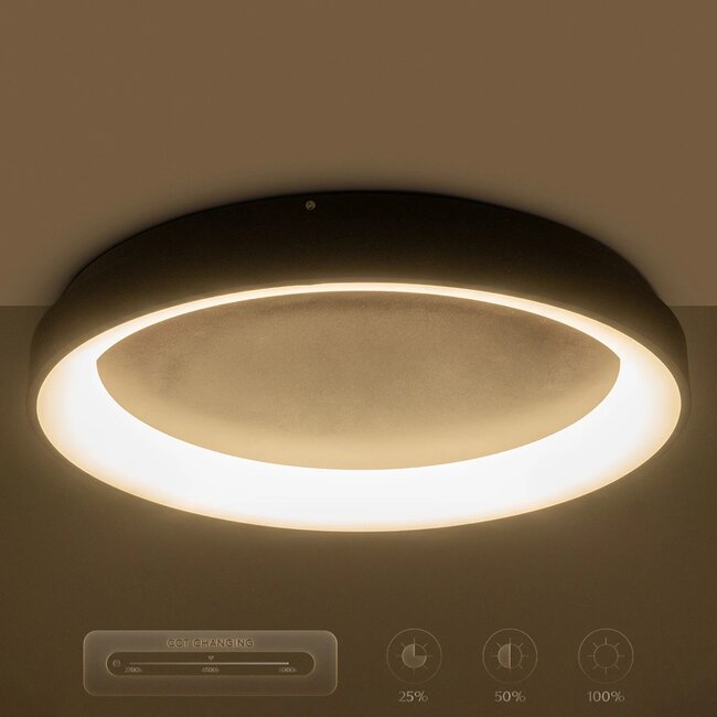 kelvo® SALEM KLV-101-0280 Φωτιστικό Οροφής LED 75W 7500lm 120° AC 220-240V IP20 Ρυθμιζόμενο Λευκό CCT με Χειριστήριο από 2700K έως 6000K Dimmable - Lumileds SMD Chip - Καφέ Ματ - Μ45 x Π45 x Υ8.5cm - 3 Χρόνια Εγγύηση - 12