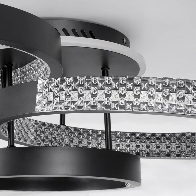 kelvo® DIAMOND KLV-101-0223 Φωτιστικό Οροφής LED 67W 6700lm 360° AC 220-240V IP20 Ρυθμιζόμενο Λευκό CCT με Χειριστήριο από 2700K έως 6000K Dimmable - Lumileds SMD Chip - Μαύρο Ματ - Μ60 x Π40 x Υ14cm - 3 Χρόνια Εγγύηση - 6