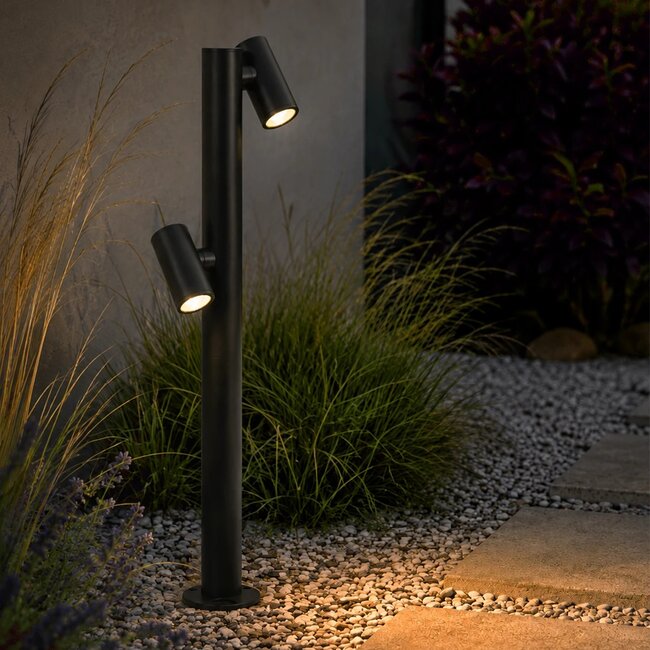 STEM GLB-103-0013 Φωτιστικό Κολωνάκι Κήπου LED 24W 2160lm 60° AC 220-240V Αδιάβροχο IP65 Θερμό Λευκό 2700K - Sanan SMD Chip - Μαύρο Ματ - Μ12 x Π25 x Υ80cm - 3 Χρόνια Εγγύηση - 6