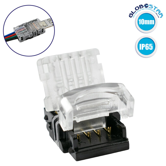 70724 Αδιάβροχος Ταχυσύνδεσμος Ένωσης IP65 - Strip To Cable Connector για Ένωση 1 x RGB Αδιάβροχης Ταινίας LED Πλάτους 10mm με 1 x Καλώδιο Τροφοδοσίας