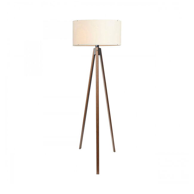 SAGA 204-0031 Μοντέρνο Eπιδαπέδιο Φωτιστικό Μονόφωτο 1 x E27 IP20 Καρυδί Ξύλο με Μπεζ Ύφασμα - Μ38 x Π38 x Υ140cm