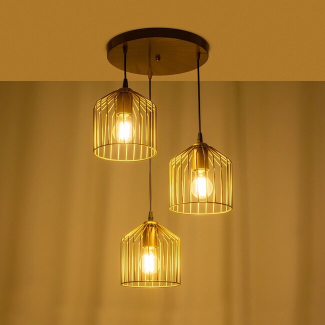 FLIXIO 201-0138 Vintage Κρεμαστό Φωτιστικό Οροφής με Ντουί 3 x E27 AC 220-240V IP20 - Χρυσό - Μ30 x Π30 x Υ70cm FLIXIO 201-0138 Vintage Κρεμαστό Φωτιστικό Οροφής με Ντουί 3 x E27 AC 220-240V IP20 - Χρυσό - Μ30 x Π30 x Υ70cm
