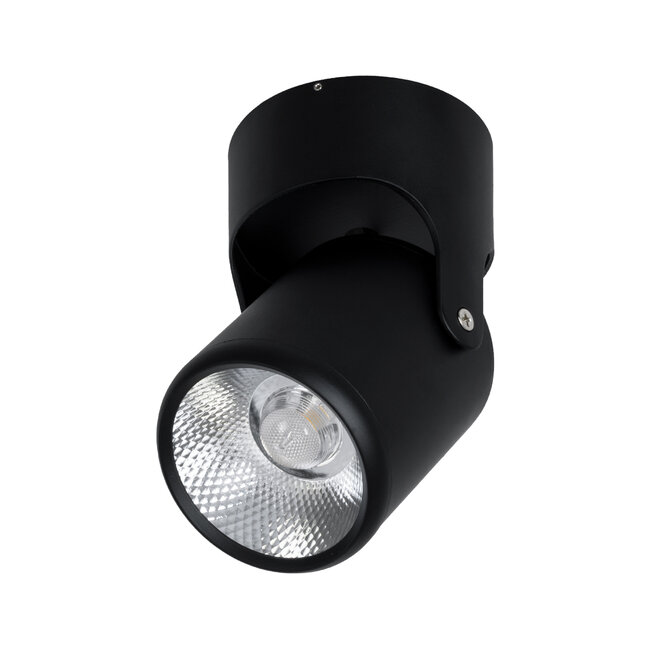 DETRONIC 60503 Επιφανειακό Κινούμενο Spot Downlight LED 10W 1350lm 24° AC 220-240V IP20 Φ9cm x Υ16cm - Στρόγγυλο - Μαύρο - Ψυχρό Λευκό 6000K - Bridgelux COB - TÜV Certified Driver - 6