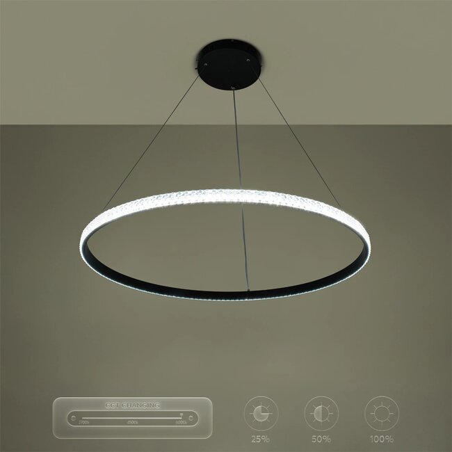 kelvo® DIAMOND KLV-101-0231 Κρεμαστό Φωτιστικό Οροφής LED 67W 6700lm 180° AC 220-240V IP20 Ρυθμιζόμενο Λευκό CCT με Χειριστήριο από 2700K έως 6000K Dimmable - Lumileds SMD Chip - Μαύρο Ματ - Μ80 x Π80 x Υ3cm - 3 Χρόνια Εγγύηση - 13