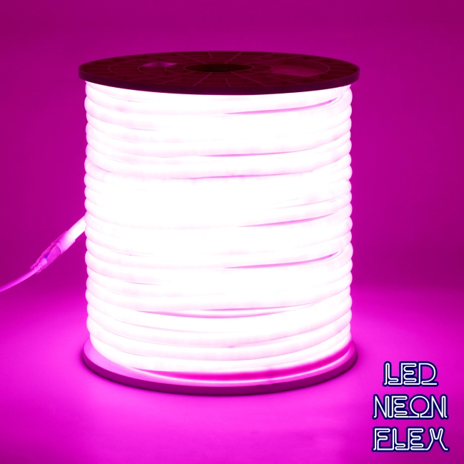 70597 TUBE 360° Degree Neon Flex Epistar LED SMD 2835 1m 12W/m 120LED/m 1212lm/m 360° DC 230V Αδιάβροχη IP68 Ροζ Dimmable - 2