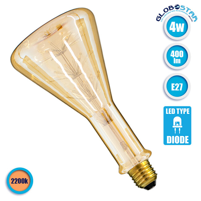 99214 Λάμπα E27 DPN150 MTX Dispenser DIODE HP LED String 4W 400 lm 320° AC 85-265V Edison Retro με Μελί Γυαλί Ultra Θερμό Λευκό 2200 K