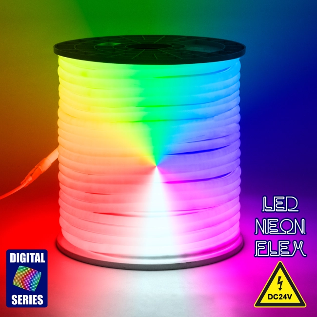 70589 TUBE 360° Degree Neon Flex Epistar LED SMD 5050 1m 18W/m 60LED/m 1818lm/m 360° DC 24V Αδιάβροχη IP68 Digital Magic Addressable IC WS2811 RGB Dimmable - 2