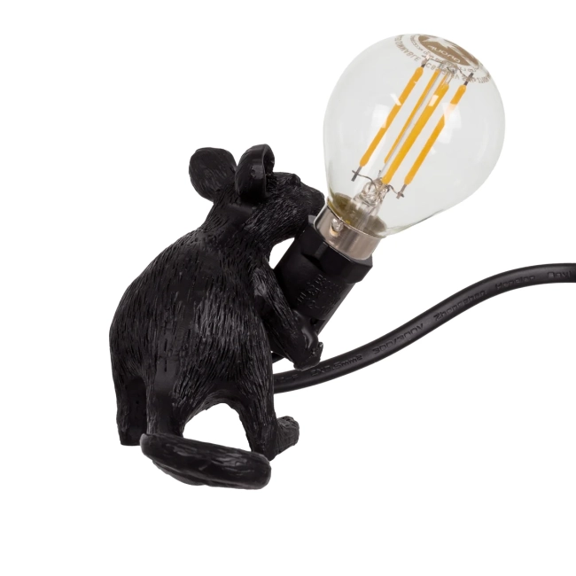 MOUSE 00675 Vintage Επιτραπέζιο Φωτιστικό Πορτατίφ με Ντουί 1 x E12 AC 220-240V IP20 - Μαύρο - Μ13 x Π4 x Υ7cm - 4