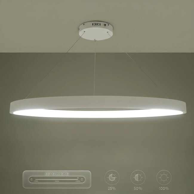 kelvo® NEMESIS KLV-101-0212 Κρεμαστό Φωτιστικό Οροφής LED 67W 6700lm 180° AC 220-240V IP20 Ρυθμιζόμενο Λευκό CCT με Χειριστήριο από 2700K έως 6000K Dimmable - Lumileds SMD Chip - Λευκό Ματ - Μ80 x Π80 x Υ4cm - 3 Χρόνια Εγγύηση - 13