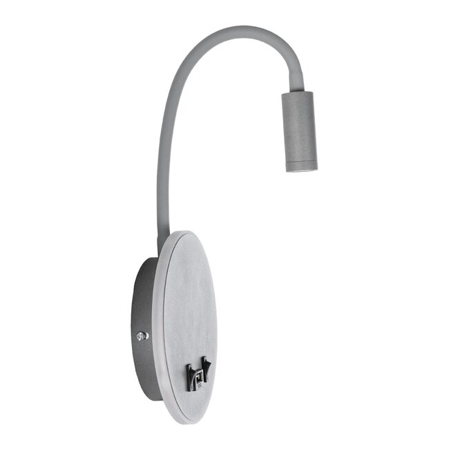 GOOSE 61694 Φωτιστικό Τοίχου - Απλίκα LED 6W 600lm 36° AC 220-240V IP20  - Reading Light & 360° Κρυφός Φωτισμός - Φορτιστής USB 3A - Θερμό Λευκό 2700K Γκρι Αλουμίνιο - Μ15.5 x Π22.5 x Υ30cm - 2 Xρόνια Εγγύηση