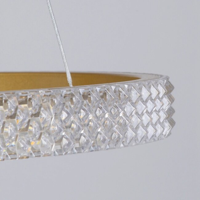 kelvo® DIAMOND KLV-101-0240 Κρεμαστό Φωτιστικό Οροφής LED 120W 12000lm 180° AC 220-240V IP20 Ρυθμιζόμενο Λευκό CCT με Χειριστήριο από 2700K έως 6000K Dimmable - Lumileds SMD Chip - Χρυσό Πλατίνα - Μ80 x Π80 x Υ80cm - 3 Χρόνια Εγγύηση - 8