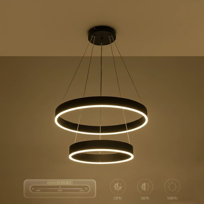 kelvo® VENOM KLV-101-0196 Κρεμαστό Φωτιστικό Οροφής LED 75W 7500lm 120° AC 220-240V IP20 Ρυθμιζόμενο Λευκό CCT με Χειριστήριο από 2700K έως 6000K Dimmable - Lumileds SMD Chip - Μαύρο Ματ - Μ60 x Π60 x Υ40cm - 3 Χρόνια Εγγύηση - 14
