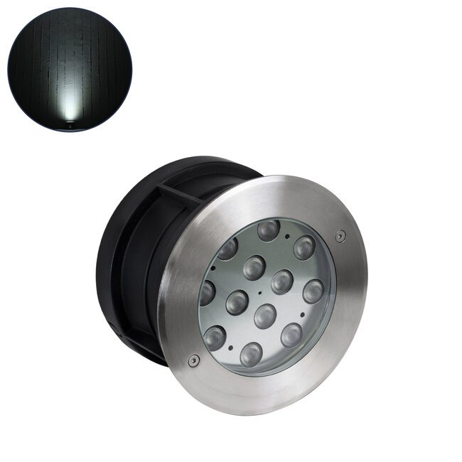 UNDERWATER-TUNI 90421 Υποβρύχιο Χωνευτό Φωτιστικό Σποτ Ειδικό για Σιντριβάνια LED 12W 1200lm 30° DC 24V Αδιάβροχο IP68 Φ18 x Υ11cm Ψυχρό Λευκό 6000K - Ανοξείδωτο Ατσάλι - 3 Years Warranty