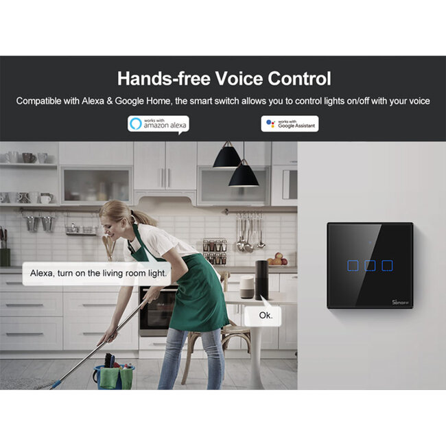 80020 SONOFF T3EU3C-TX-EU-R2 - Wi-Fi Smart Wall Touch Button Switch 3 Way TX GR Series - 9