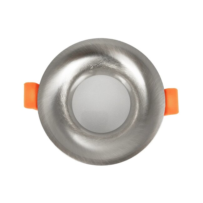 kelvo® LAMDA KLV-101-0046 Χωνευτό Φωτιστικό Downlight Σποτ Μπάνιου για Λάμπα MR16 με Ντουί GU10 AC 220-240V Αδιάβροχο IP65 - Νίκελ Βούρτσας - Μ8.5 x Π8.5 x Υ3.5cm / Q7.5cm