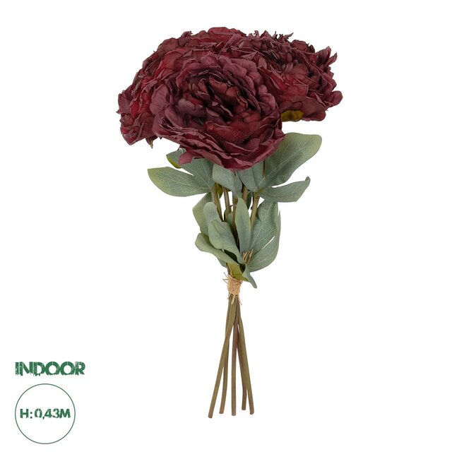 Artificial Garden RED PEONY FLOWER BOUQUET 21086 Τεχνητό Διακοσμητικό Μπουκέτο Κόκκινο Παιώνιας Y43cm