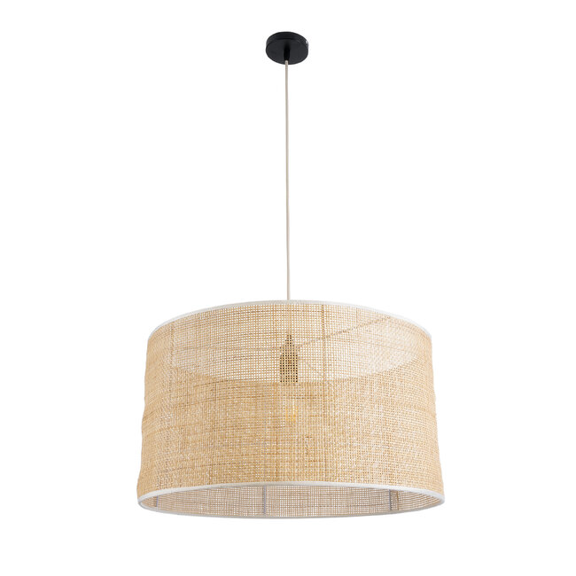 YOTTO 01822 Boho Κρεμαστό Φωτιστικό Οροφής Μονόφωτο 1 x E27 AC220-240V IP20 - Φ55 x Υ30cm - Μπεζ Μπαμπού Πλέγμα - 5 Χρόνια Εγγύηση - 3