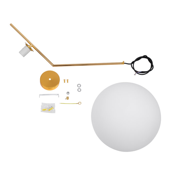 MONROE 00956 Μοντέρνο Κρεμαστό Φωτιστικό Οροφής Μονόφωτο Χρυσό - Λευκό Μεταλλικό Μπάλα Φ30 x Υ75cm - 10