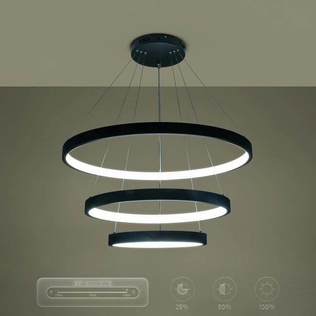 kelvo® NEMESIS KLV-101-0220 Κρεμαστό Φωτιστικό Οροφής LED 120W 12000lm 180° AC 220-240V IP20 Ρυθμιζόμενο Λευκό CCT με Χειριστήριο από 2700K έως 6000K Dimmable - Lumileds SMD Chip - Μαύρο Ματ - Μ80 x Π80 x Υ80cm - 3 Χρόνια Εγγύηση - 15