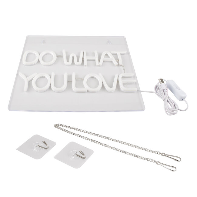 85852 Φωτιστικό Ταμπέλα Φωτεινή Επιγραφή NEON LED Σήμανσης DO WHAT YOU LOVE 30W AC 230V με Διακόπτη On/Off Ροζ - 6