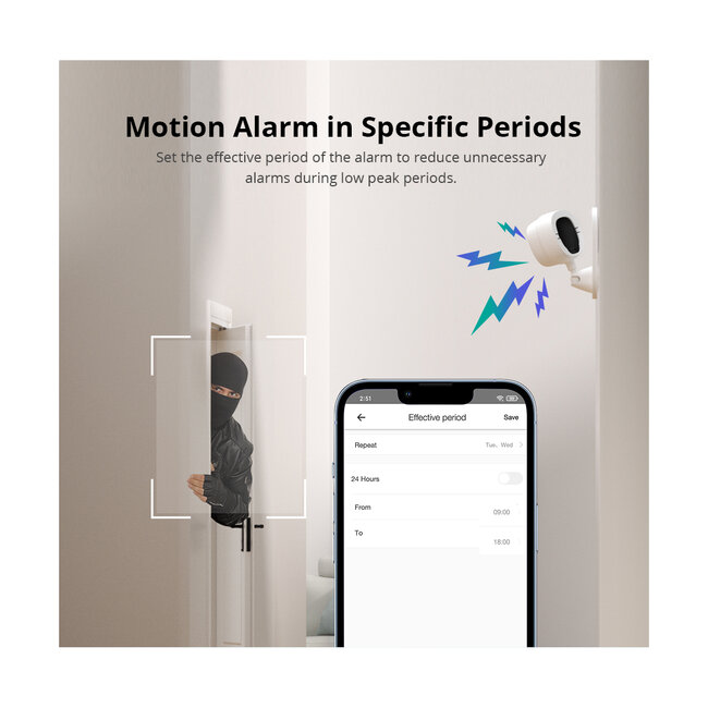 80105 SONOFF S-CAM Slim Smart Home Security Camera WiFi 2.4GHz 1080P 130° Two Way Audio - Local & Cloud Storage - Nigh Vision - Motion Detection - Motion Alarm DC 5V 1A - 8