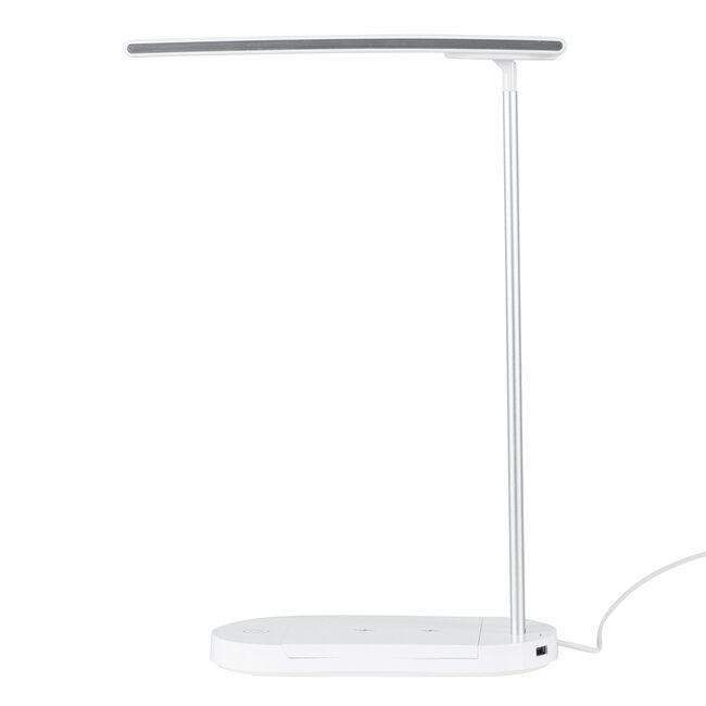 FIARIA 76531 Μοντέρνο Επιτραπέζιο Φωτιστικό Πορτατίφ LED 5W 500lm 180° DC 5V - με Ασύρματη Φόρτιση - Wireless Charger - Διακόπτη Αφής - CCT Θερμό Λευκό 2700K - Φυσικό Λευκό 4500K - Ψυχρό Λευκό 6000K Dimmable - Μ25 x Π10.5 x Υ35.5 - Λευκό
