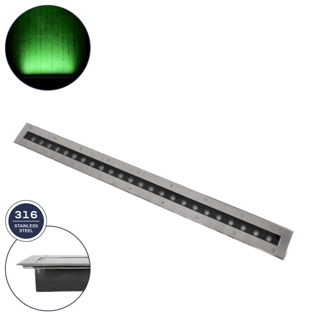 UNDERGROUND-REMVI 90194-G Χωνευτό Φωτιστικό Wall Washer Δαπέδου LED 18W 1440lm 10° DC 24V Αδιάβροχο IP68 L100 x W9 x H7.2cm Πράσινο - Ανοξείδωτο Ατσάλι - 3 Years Warranty UNDERGROUND-REMVI 90194-G Χωνευτό Φωτιστικό Wall Washer Δαπέδου LED 18W 1440lm 10° DC 24V Αδιάβροχο IP68 L100 x W9 x H7.2cm Πράσινο - Ανοξείδωτο Ατσάλι - 3 Years Warranty