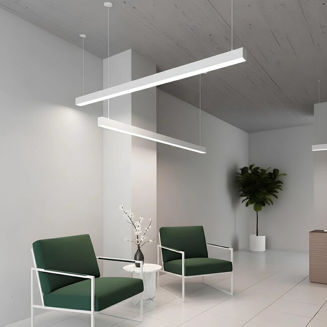 kelvo® ORION KLV-101-0363 Κρεμαστό Γραμμικό Φωτιστικό Οροφής LED 72W 7200lm 120° AC 220-240V IP20 Ρυθμιζόμενο Λευκό CCT με Χειριστήριο από 2700K έως 6000K Dimmable - Lumileds SMD Chip - Λευκό Ματ - Μ120 x Π5 x Υ7.5cm - 3 Χρόνια Εγγύηση