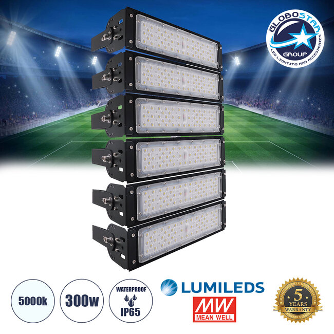GOLIATH 90100-6 LED Προβολέας Γηπέδου - Φωτιστικό Tunnel 300W 48000LM 75°*135° AC 100-277V IP65 -  Ψυχρό Λευκό 5000K - MeanWell Driver & LumiLEDs Chip - 5 Years Warranty