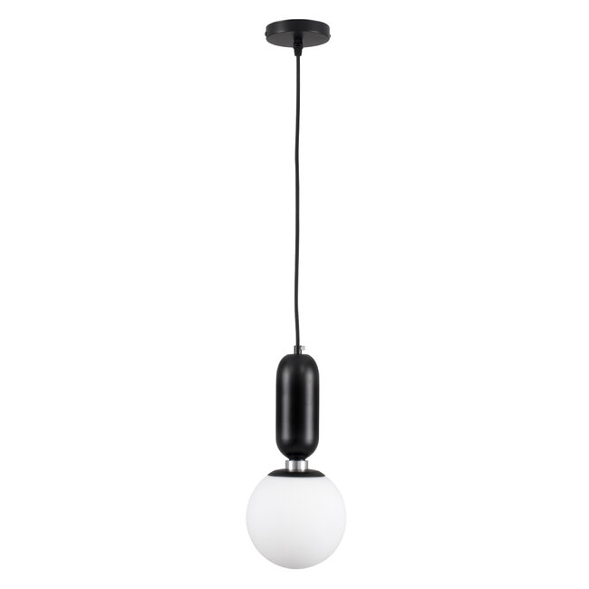 MAVERICK 00945 Μοντέρνο Κρεμαστό Φωτιστικό Οροφής Μονόφωτο Μαύρο Μεταλλικό Γυάλινο Μπάλα Φ15 x Υ15cm - 3