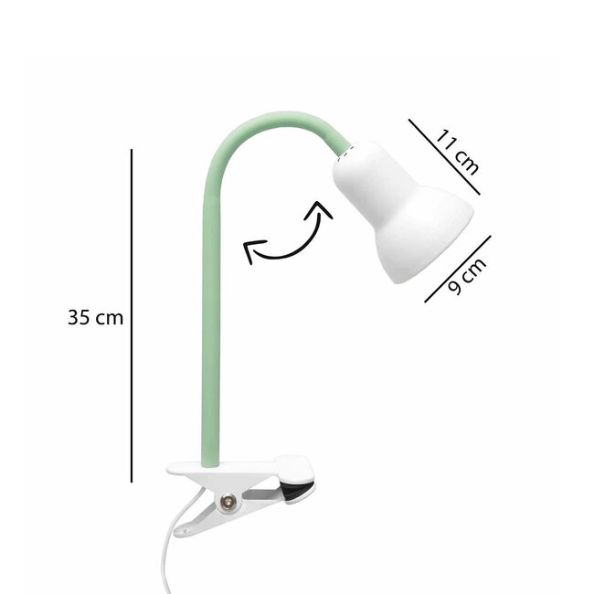 TAVOLO 204-0153 Παιδικό Eπιτραπέζιο Φωτιστικό Μονόφωτο 1 x E27 IP20 Πράσινο & Λευκό Πλαστικό - Μ11 x Π9 x Υ35cm