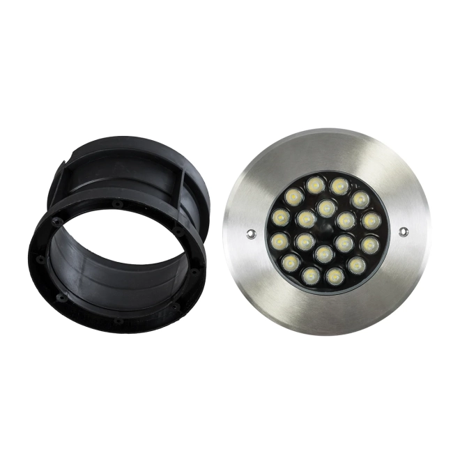 UNDERGROUND-SINA 90572 Χωνευτό Φωτιστικό Σποτ Δαπέδου LED 18W 1710lm 15° DC 24V Αδιάβροχο IP68 Φ20 x Υ11cm Φυσικό Λευκό 4500K - Ανοξείδωτο Ατσάλι - 3 Χρόνια Εγγύηση - 10