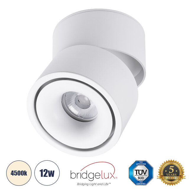 OMEGA-S 60298 Επιφανειακό LED Spot Downlight Φ10cm 12W 1560lm 36° AC 220-240V IP20 Φ10 x Υ10.5cm - Στρόγγυλο - Λευκό - Φυσικό Λευκό 4500K - Bridgelux COB - 5 Years Warranty OMEGA-S 60298 Επιφανειακό LED Spot Downlight Φ10cm 12W 1560lm 36° AC 220-240V IP20 Φ10 x Υ10.5cm - Στρόγγυλο - Λευκό - Φυσικό Λευκό 4500K - Bridgelux COB - 5 Years Warranty