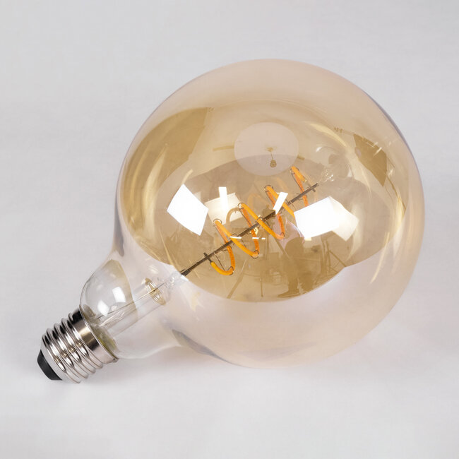 99138 Λάμπα LED Soft S Spiral Filament E27 G125 Γλόμπος 4W 280lm 360° AC 220-240V IP20 Φ12.5 x Υ18cm Ultra Θερμό Λευκό 2200K με Μελί Γυαλί - Dimmable - 3 Years Warranty - 4
