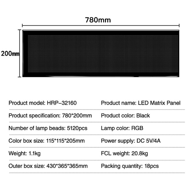 MATRIX GLB-106-0010 Εύκαμπτη Κυλιόμενη Ψηφιακή Επιγραφή 78x20cm P4.5 160x32 Pixel LED 20W AC 220-240V Αδιάβροχο IP65 Πολύχρωμο RGB - Bluetooth Control μέσω iPIXEL APP - Μ78 x Π0.4 x Υ20cm - 2 Χρόνια Εγγύηση - 8