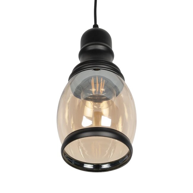 OLIVER 999-0188 Vintage Κρεμαστό Φωτιστικό Οροφής με Ντουί 1 x E27 AC 220-240V IP20 - Μελί & Μαύρο - Μ14 x Π14 x Υ30cm - 5