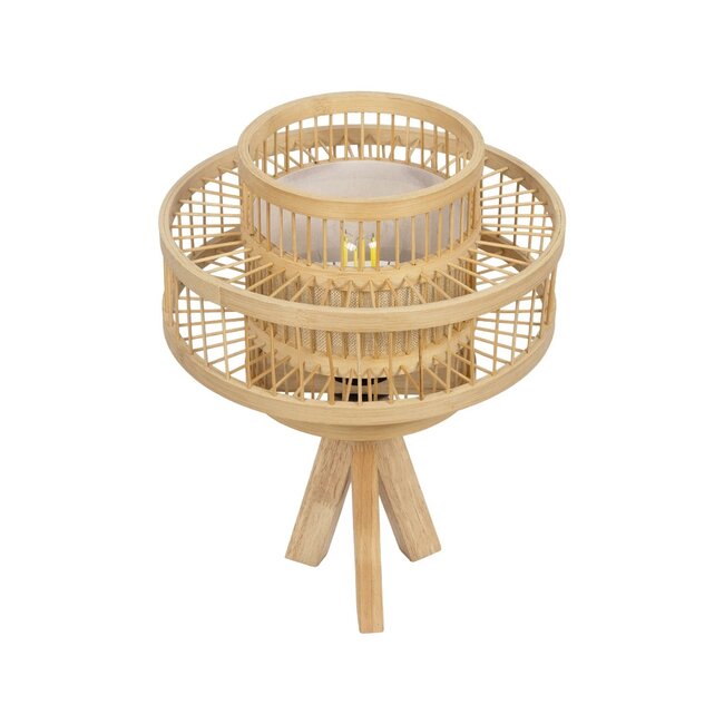 TULUM 01991 Boho Επιτραπέζιο Φωτιστικό Πορτατίφ με Ντουί 1 x E27 AC 220-240V IP20 - Μπεζ - Μ30 x Π30 x Υ41cm - 5