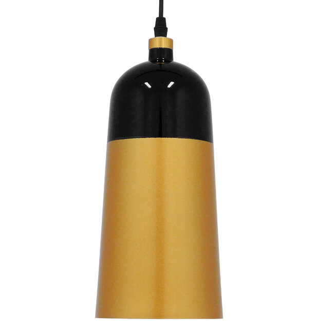 Μοντέρνο Κρεμαστό Φωτιστικό Οροφής Μονόφωτο Μαύρο - Χρυσό Μεταλλικό Καμπάνα Φ14  PALAZZO GOLD BLACK 01523 - 5