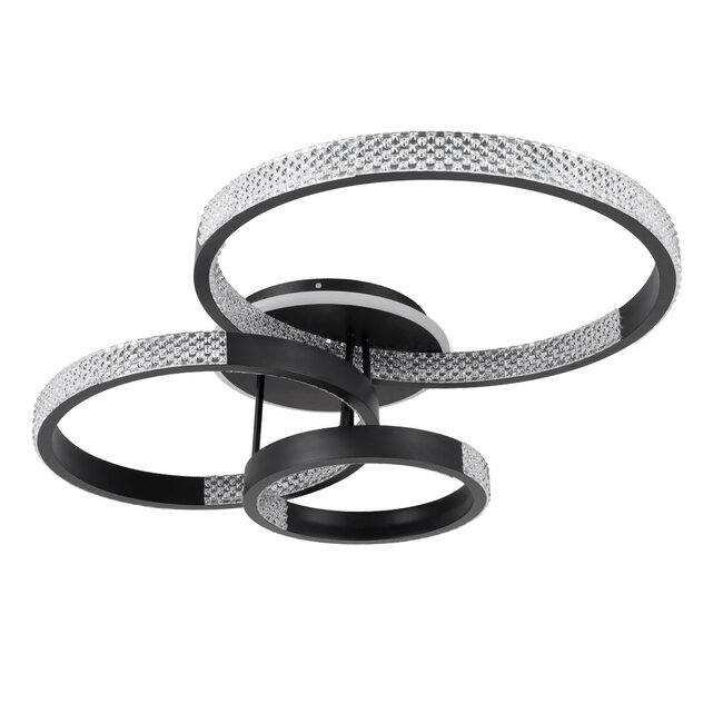 kelvo® DIAMOND KLV-101-0226 Φωτιστικό Οροφής LED 100W 10000lm 360° AC 220-240V IP20 Ρυθμιζόμενο Λευκό CCT με Χειριστήριο από 2700K έως 6000K Dimmable - Lumileds SMD Chip - Μαύρο Ματ - Μ80 x Π50 x Υ20cm - 3 Χρόνια Εγγύηση