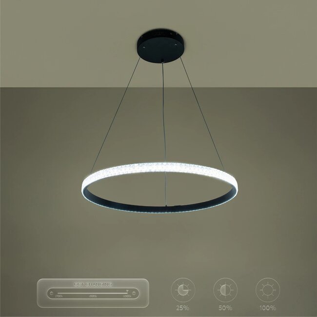 kelvo® DIAMOND KLV-101-0229 Κρεμαστό Φωτιστικό Οροφής LED 45W 4500lm 180° AC 220-240V IP20 Ρυθμιζόμενο Λευκό CCT με Χειριστήριο από 2700K έως 6000K Dimmable - Lumileds SMD Chip - Μαύρο Ματ - Μ60 x Π60 x Υ3cm - 3 Χρόνια Εγγύηση - 13